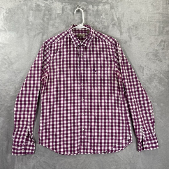 Burberry Other - Burberry Brit Shirt men's Large Button Up Plaid Purple Long Sleeve 100% Cotton
